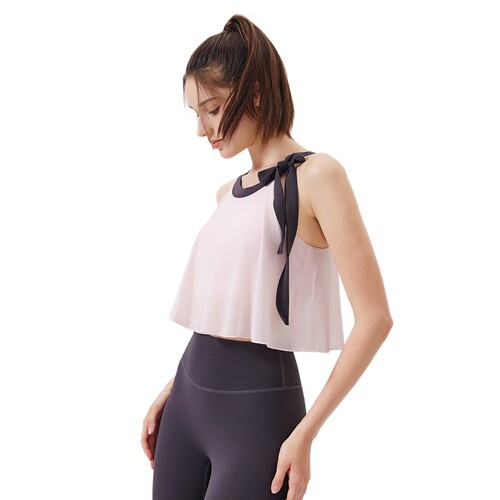 Cross-border Cloud Sensing Mesh Yoga Top for Women with Fixed Bra Pads, Fitness Upper Body, Shockproof Running, Quick-Drying Sports Bra