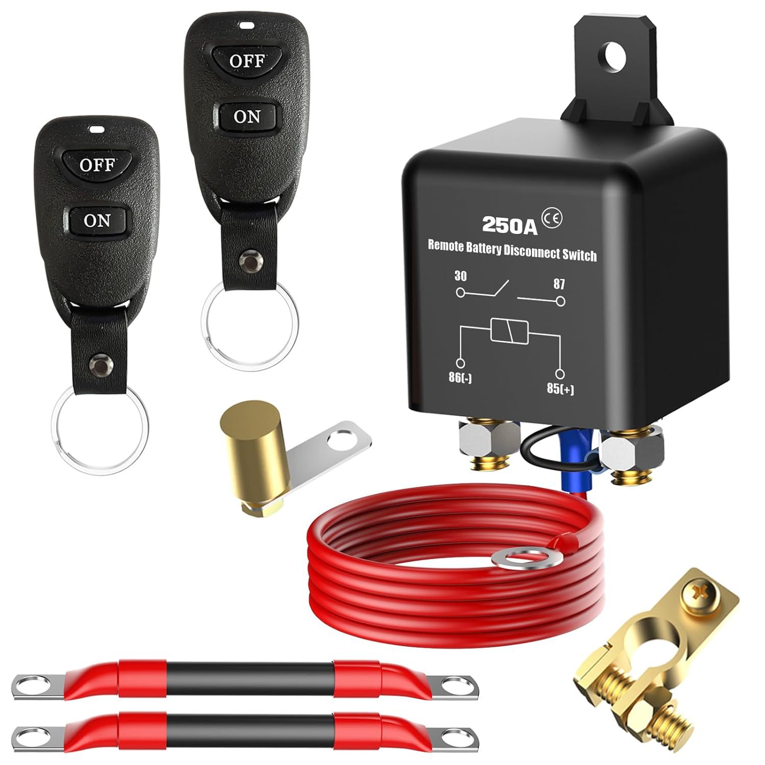 200A Automotive Relay with Remote Control 24V Start Power Protection Wireless Remote Control Power Cut-Off Switch