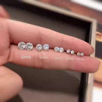 Серхные гвозди из стерлингового серебра S999 мужские и женские четыре когти циркон алмаз противоаллергические ушные отверстия