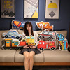 Cartoon ambulance, excavator, bulldozer, train, plush pillow, toy, fire truck, wholesale