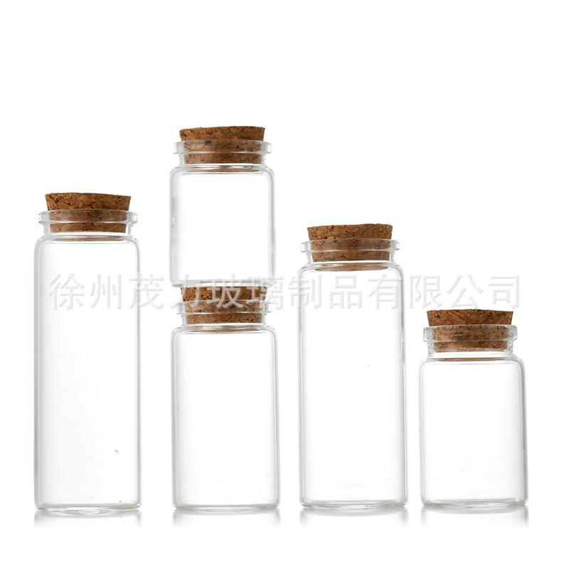 En stock 37mm botella de vidrio transparente botella de tubo de corcho botella de vidrio del arco iris que deseen botella de deriva Cordyceps cápsula botella pequeña