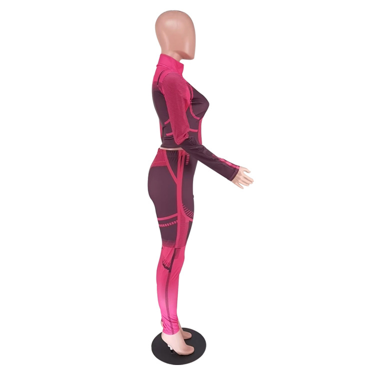 315g Weight Long Sleeve Sleeve Length Spandex, Polyester Fabric Type Pant Co-ord Set Sets Type 2 Pieces Set Quantity Sports Occasion Standing Collar Neckline Sports Function Skinny Fit Type Geometric Pattern Autumn Season Women's Gender Sports Style Sports Women's Sports Geometric Spandex Polyester Pant Co-ord Set Pants Sets 22