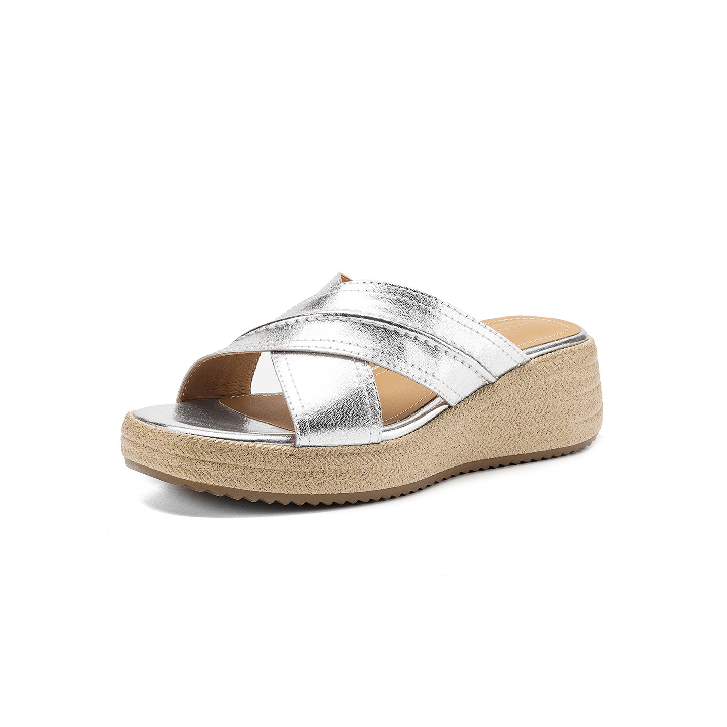 Dép sandal nữ quai chéo hở ngón đế dày da cừu — màu trắng ngà chi tiết 28
