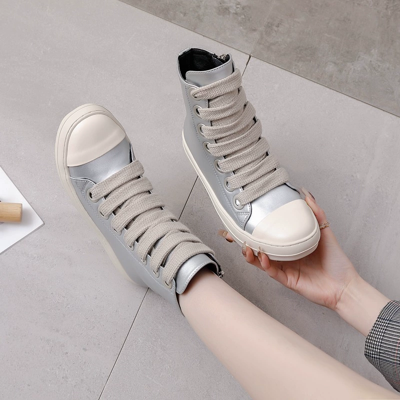 24 весенне-осенние новые европейские и американские трансграничные пары высокие ботинки с толстым шнурком на молнии боковые женские ботинки Amazon большой размер приливной обуви