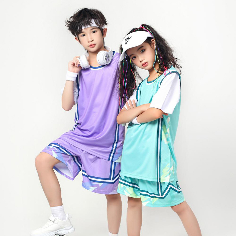 Youth and Children's Basketball Uniforms Set for Primary School Students' Children's Day Skipping Rope Sports Short-Sleeved Quick-Drying Basketball Team Uniforms for Boys and Girls