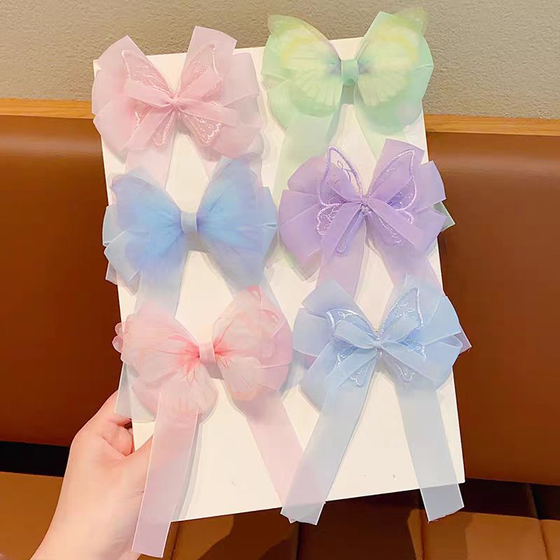 Niñas de malla arco clip princesa niños pequeño tamaño horquilla tocado Corea del Sur accesorios para el cabello lindo bebé horquilla rota