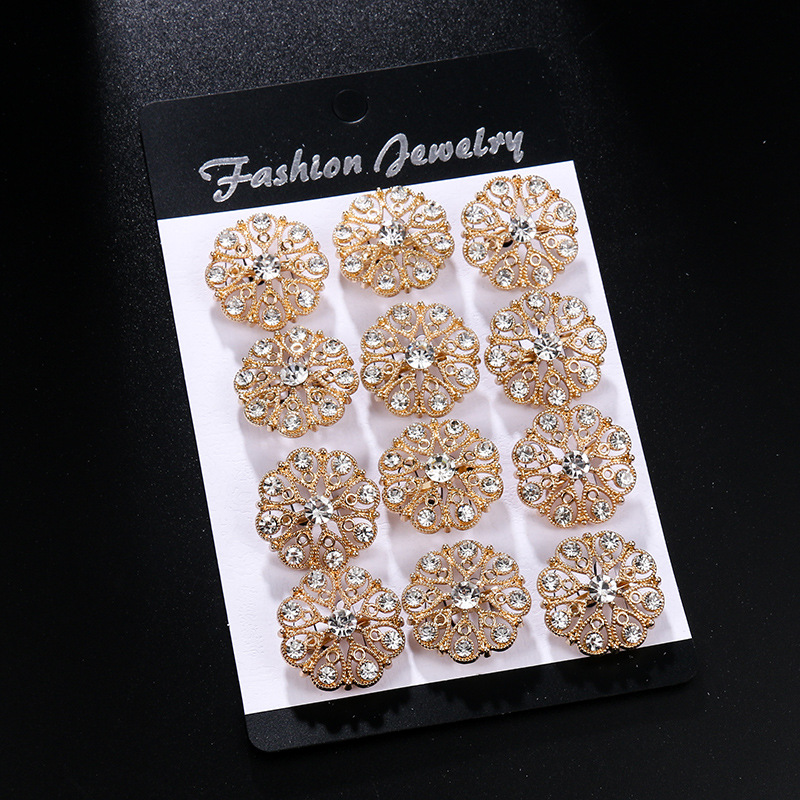 Tarjeta de moda europea y americana pequeña broche con rhinestone aleación ramillete celebración flor Ropa Accesorios pin fábrica al por mayor image 34
