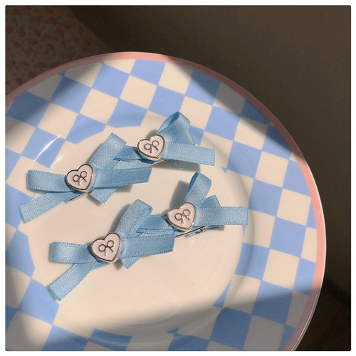 Ballet style ribbons, a pair of bows, duck clips, sweet and cute girly hearts, side clips with peach hearts, love hair clips and hair accessories