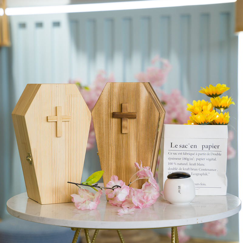 Spot Wooden Pet Urn Pet Commemorative Supplies Pet Cat and Dog Funeral Flip-Top Urn Commemorative Box