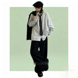 翻领高级感小众慵懒设计感格纹衬衫男女韩式简约潮流百搭夏季新款