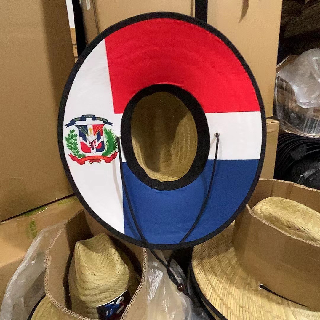 Parche de paja hueco de fábrica para hombres y mujeres sombrero de paja impreso sombrilla tejida a mano sombrero de paja transfronterizo