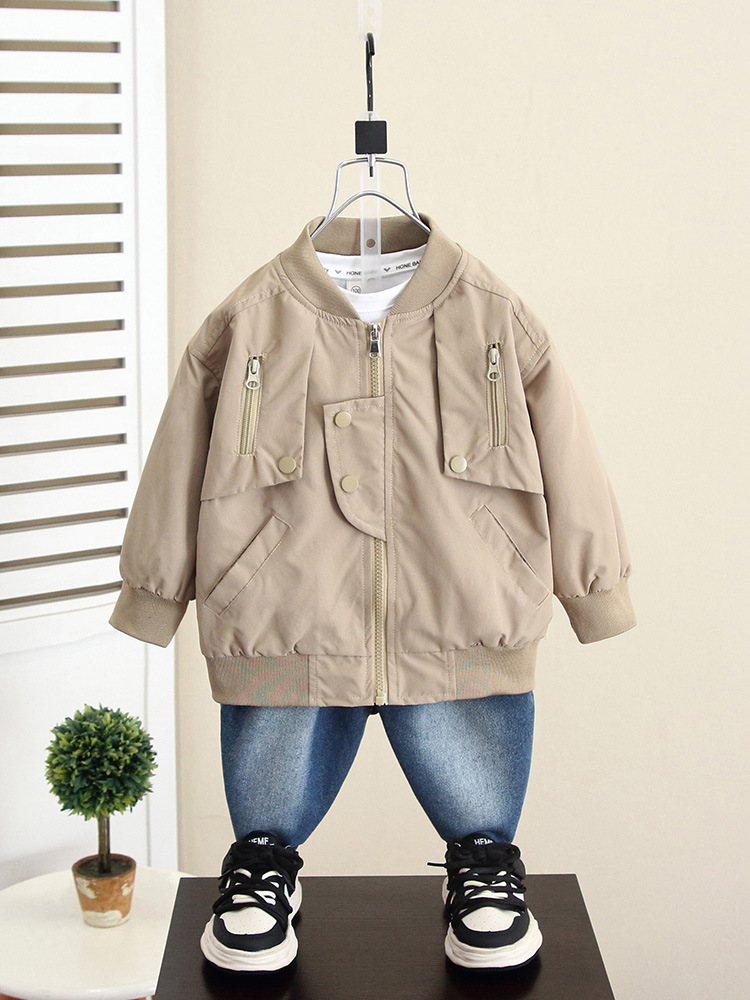 6063 Chaqueta de otoño para niños 2024 Nuevo estilo fresco y guapo Camisa de moda de primavera y otoño para niños Traje de béisbol para bebés