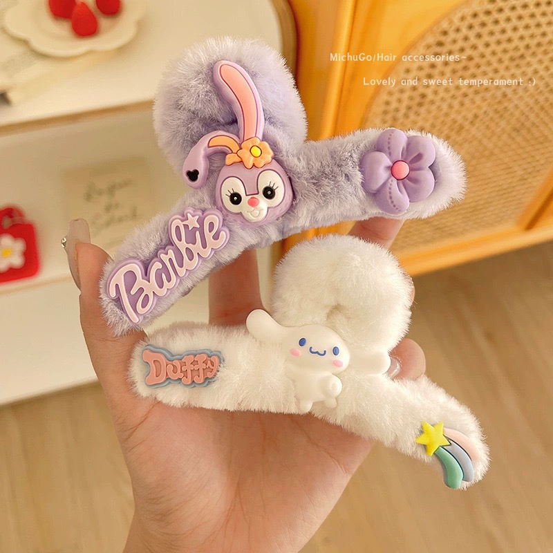 Очаровательная плюшевая большая клубника, pin в виде cartoon краба, demi-season заколочка для волос, челюсть акула