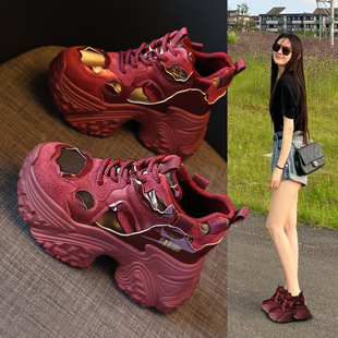 ZDW5550-15 Ankle Red Thick Bottom Height Increasing Torre Shoes Women's 2024 Autumn Puffin Sports Casual Shoes