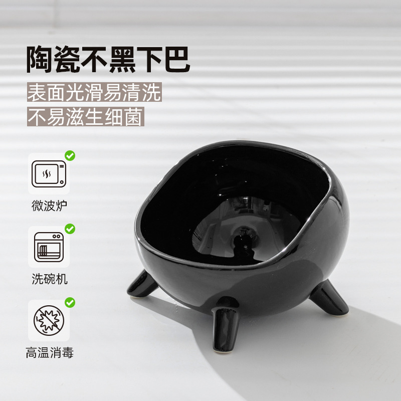 Cuenco de gato de cerámica transfronterizo protector columna cervical tazón de comida para gatos tazón de arroz tazón de agua para perros suministros para mascotas antidetonantes