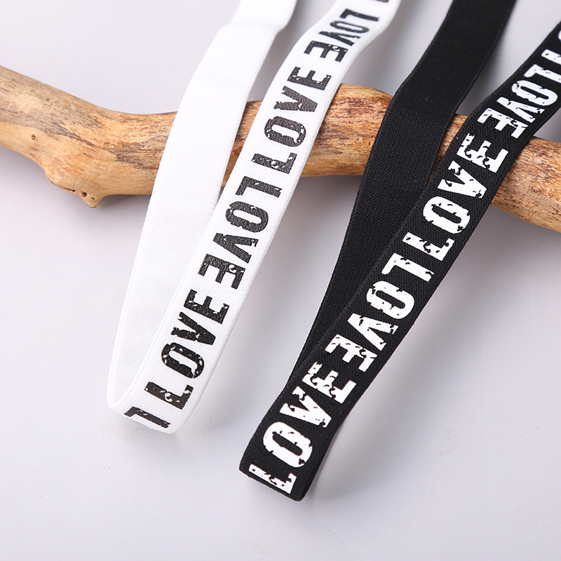 黑白印字带扁平织带织带英文字母提花织带服装辅料厂家直供