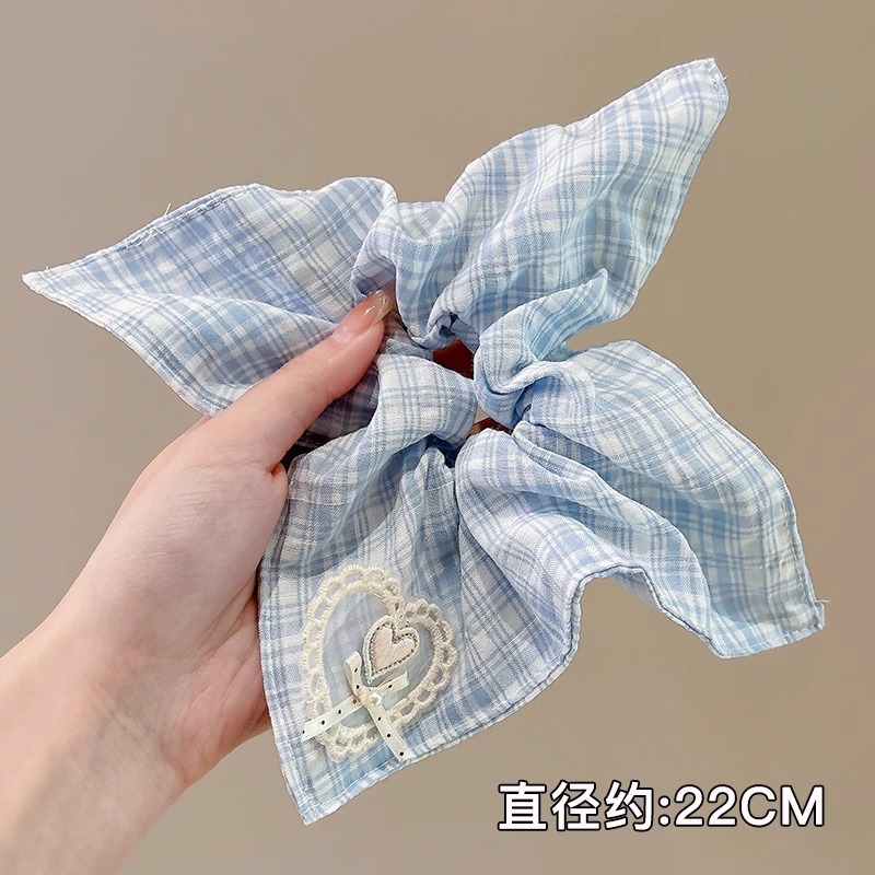 Anillo de pelo de intestino grueso súper grande coreano para mujer 2025 nuevo estilo de alta gama cordón de pelo de encaje plisado temperamento dulce cuerda de cabeza de flor