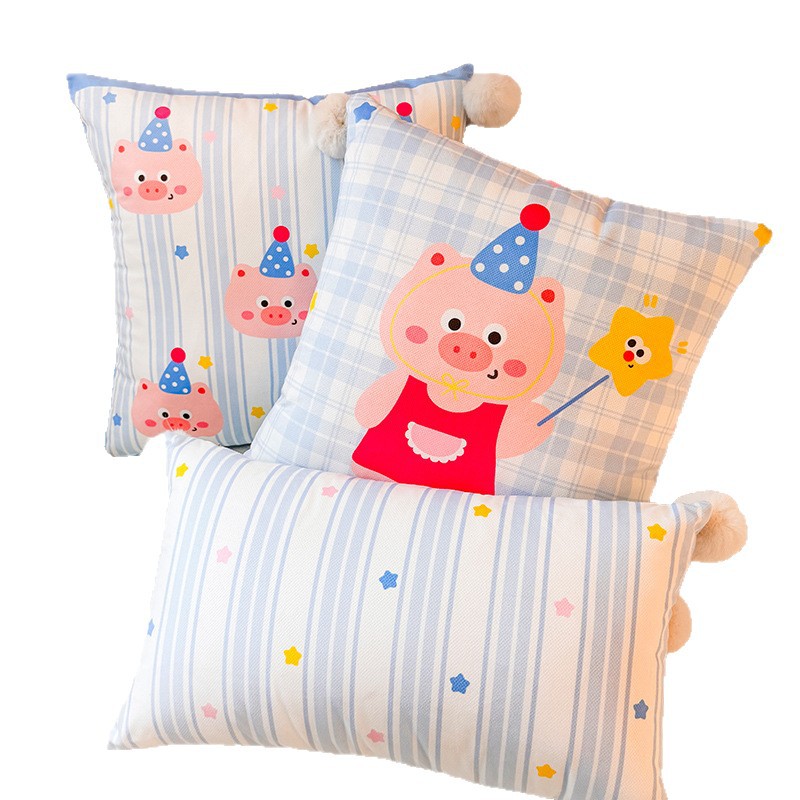 Lucky Little Pig Almohada de dopamina Funda de almohada Sofá de sala de estar Almohada de cintura abstracta con estampado de cabecera Bola de pelo