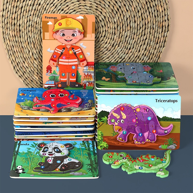 Children's Early Education Educational Wooden Animal Transportation Marine Figures Kindergarten Fun Puzzle Toys