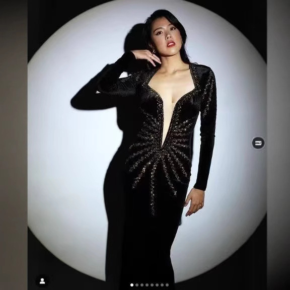 European and American Fashion Sexy Socialite One-Piece Dress Pure Desire Hot Girl Deep V-Neck Slim Fit Bandage Dress Bandage Skirt