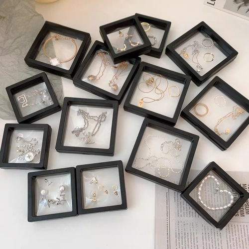 Anti-oxidation PE film jewelry display box with airtight transparent floating jewelry box in an Instagram style, earring and necklace storage box