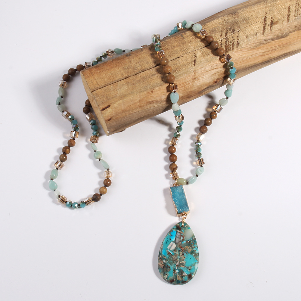 75g Weight Semi-precious stone, Natural Stone Pendant Material Sweater Chain Classification Semi-precious stone, Natural Stone Chain Material 1 Piece Quantity Daily Occasion Semi-precious stone, natural stone Material Water Droplets Pattern Unisex Gender Beaded Design Bohemian Style Bohemian Water Droplets Semi-precious Stone Natural Stone Sweater Chain In Bulk Natural Stone Necklace 5