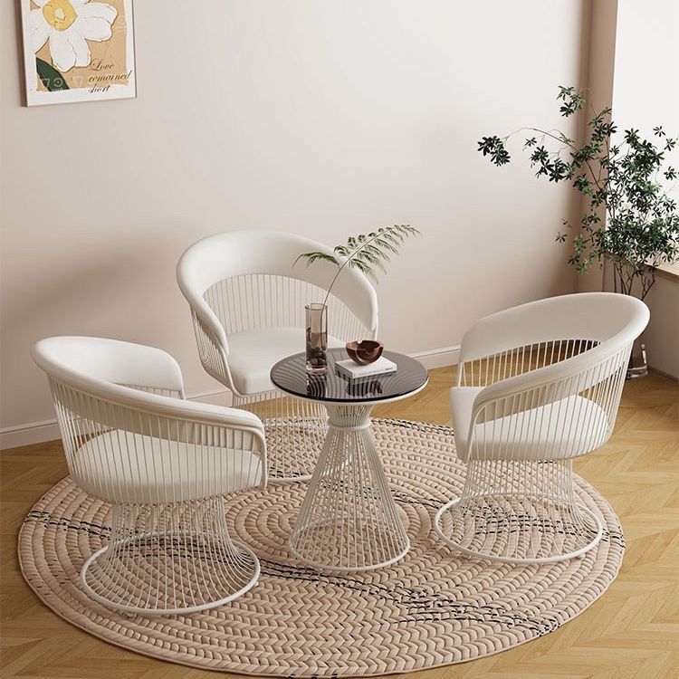 Cream-Colored Sofa Chair Designer Living Room Meeting Table Balcony Leisure Table and Chair Three-Piece Set with 360-Degree Rotation ° Spin