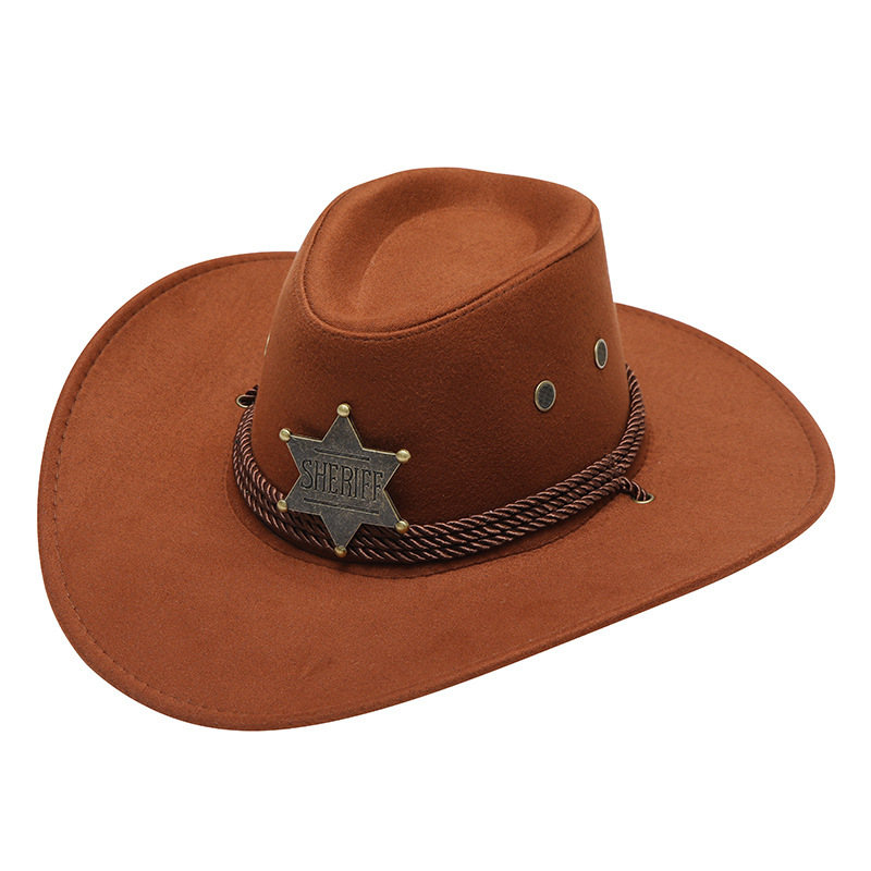 Western Cowboy Hats for Men and Women, American Trendy Three-Rope Chicken Skin Velvet Travel Shaped Knight Hats, Cowboy Hats