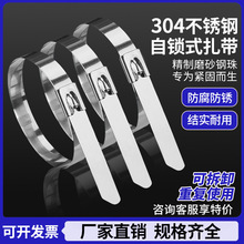 不锈钢扎带4.6*300自锁式金属12船用束线带户外耐高温绑电缆钢带