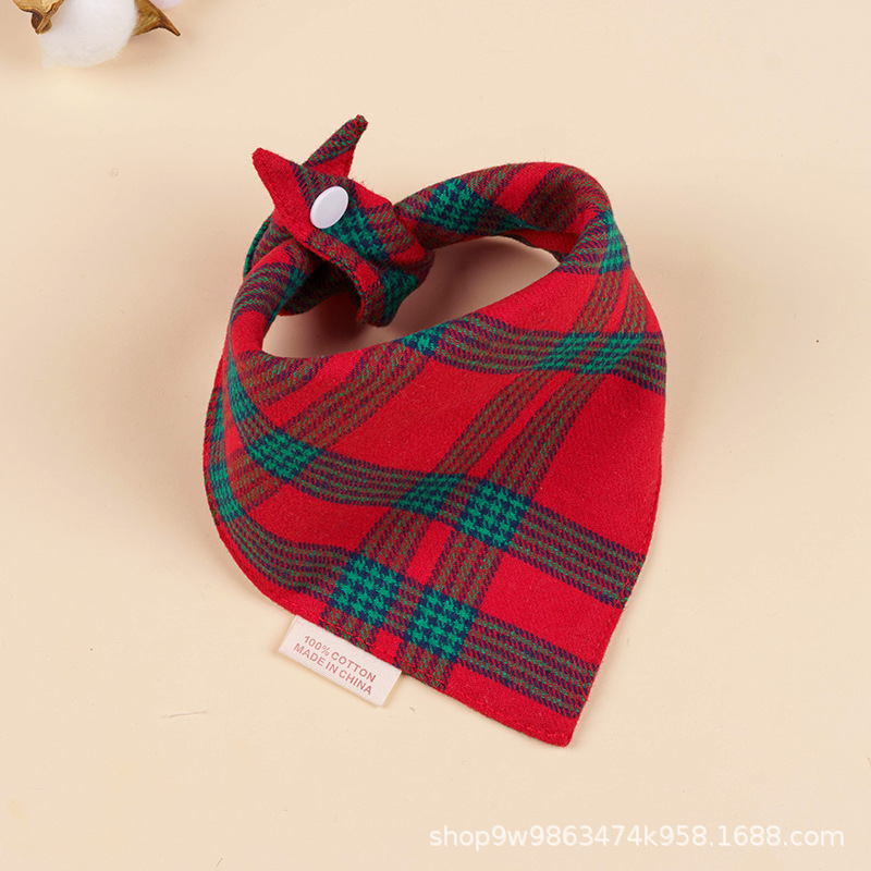 Bebé de algodón bebé babero triángulo BiB Snap de doble capa babero recién nacido niños bufanda a cuadros cuatro estaciones