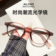 17179网红时尚透明水晶质感圆形仿板材插芯腿tr90面光学眼镜框架