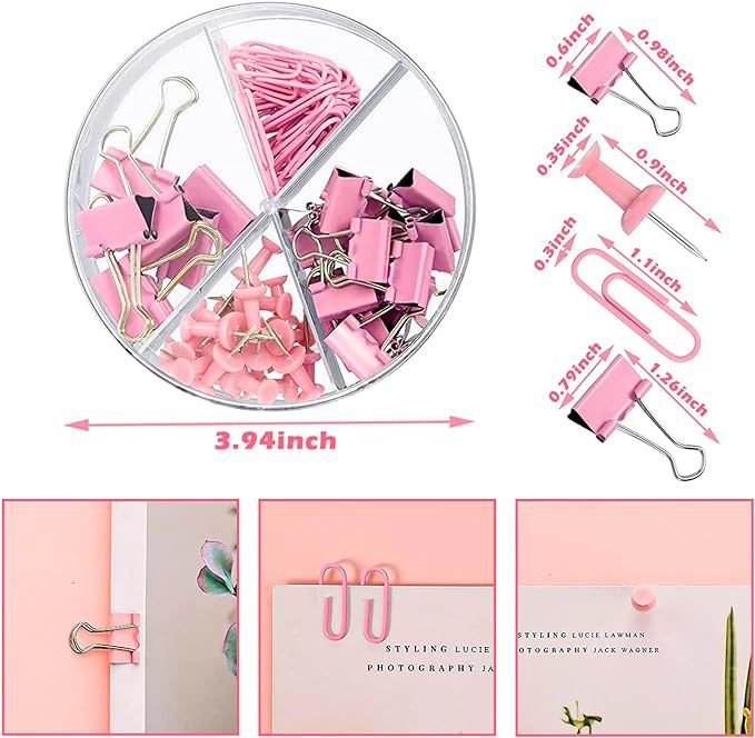 Roze macaron bureau accessoires set bureau organizer kit_voghion.com