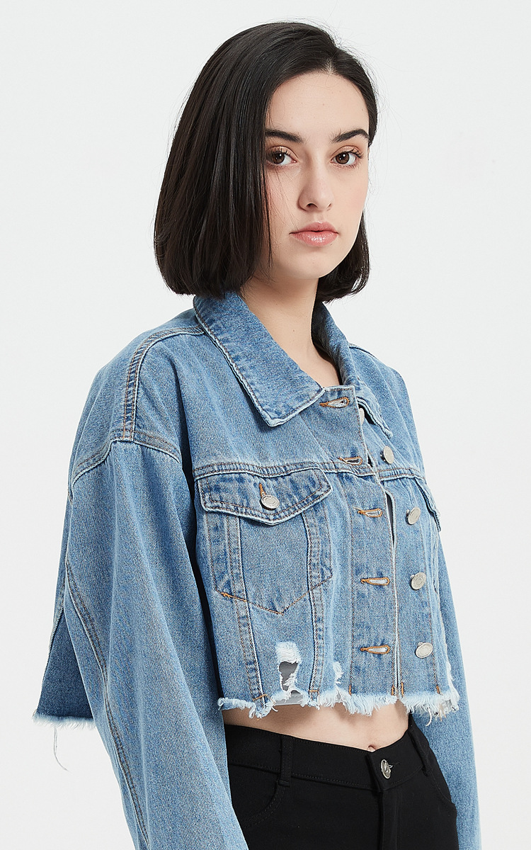 Loose Short Denim Jacket NSSY96964