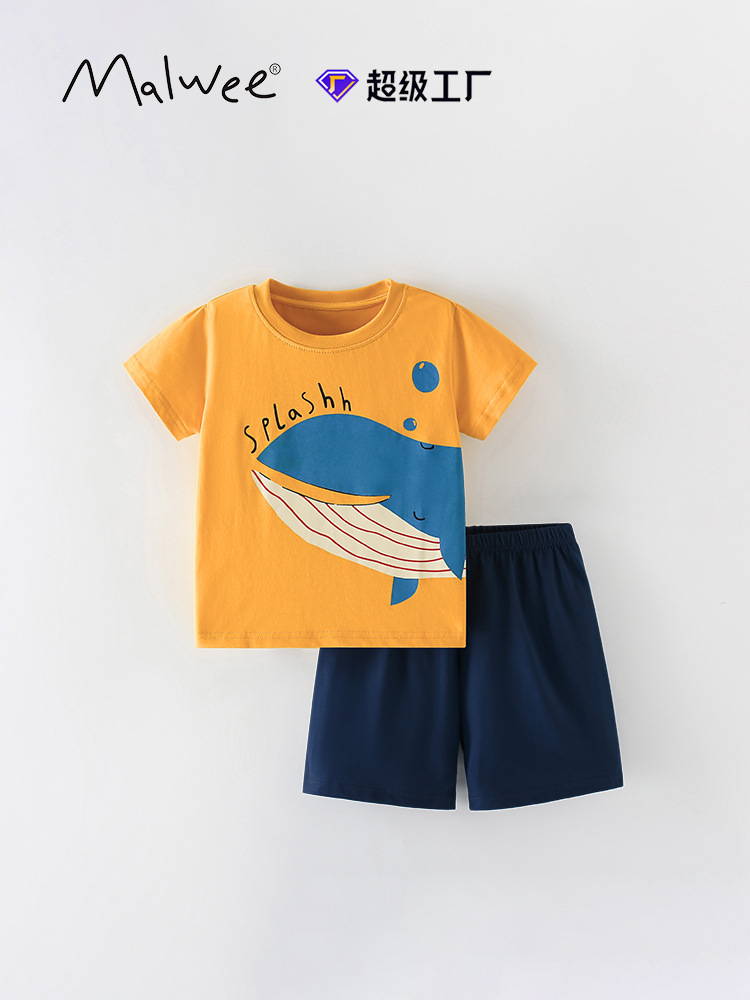 Malwee ropa para niños transfronterizos nueva camiseta de manga corta con cuello redondo de verano