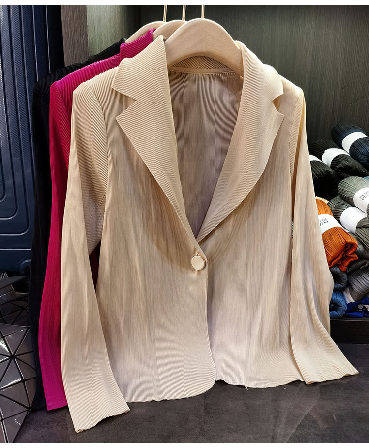 Áo blazer nữ một nút xếp ly tay dài cao cấp mùa xuân hè — Màu tím, Màu đỏ hoa hồng, Màu hồng, Màu xanh lá chi tiết 36