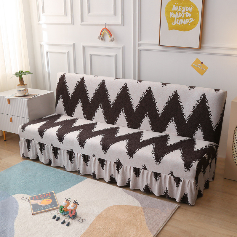 Copridivano elastico senza braccioli, semplice, pieghevole, con orlo a gonna, all'ingrosso_voghion.com