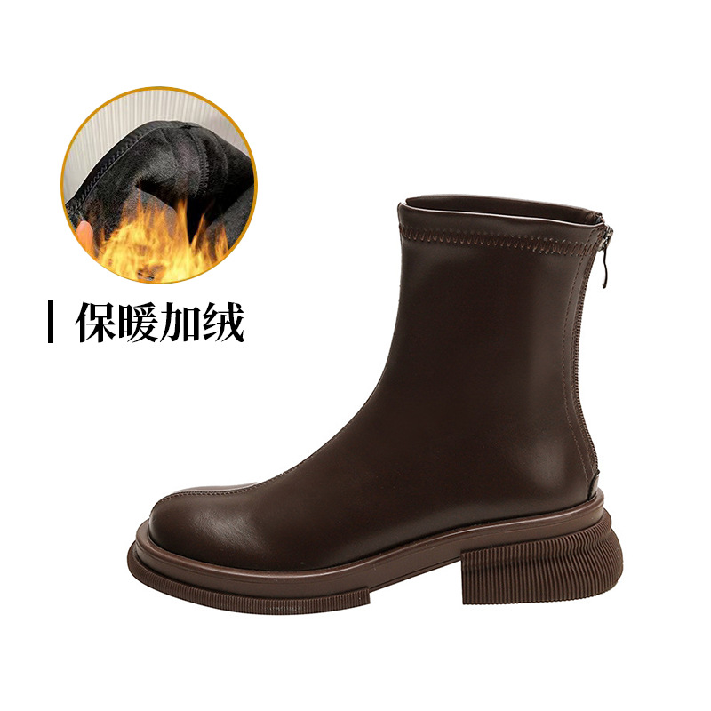 Damen Overknee-stiefel Mit Rundkappe Schlanke Passform British Style_voghion.com