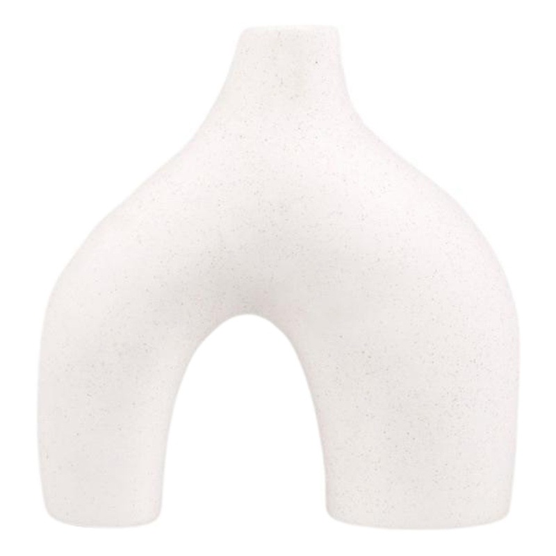 Jarrón de cerámica blanco – diseño minimalista, para flores secas/frescas