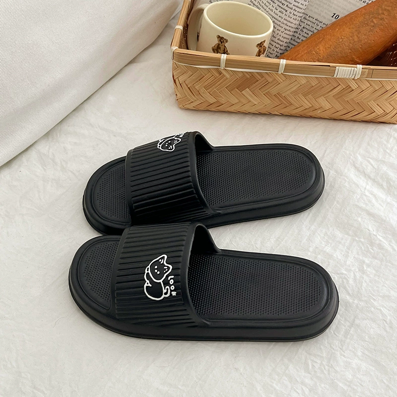 Кошачьи тапочки женский дом новый интерьер толстое дно eva ступает на фекалии в ванной ванной пара мультфильм холодные тапочки мужчины