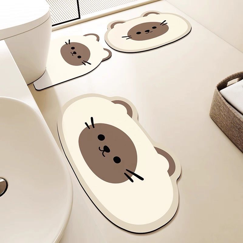inodoro en forma de U esterilla de baño absorción de agua esterilla de suelo inodoro doméstico barro de diatomeas tres piezas conjunto de secado rápido resistente a la suciedad esterilla de pies sin lavado
