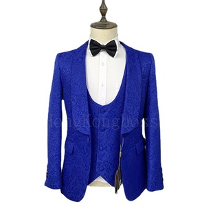 Foreign Trade Men's Suit Banquet Dress Wedding Groom Suit Men's Shoolar Collar Three-Piece Suit Men's Suit
