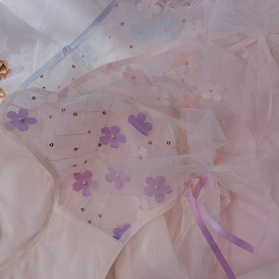 立体花朵刺绣少女内裤蝴蝶结低腰网纱透气女士三角裤可爱镂空性感