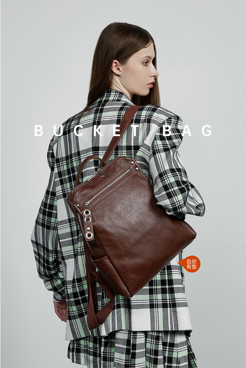 Genuine Leather Women's Backpack Designer Large Capacity Bag_voghion.com