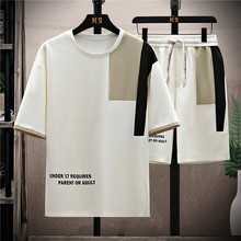 一件代发爆款正品原版休闲运动套装男士韩版潮流夏季百搭宽松圆领