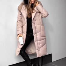 2025跨境冬季新款女式外套中长款轻薄丝棉大毛领羽绒服防寒服