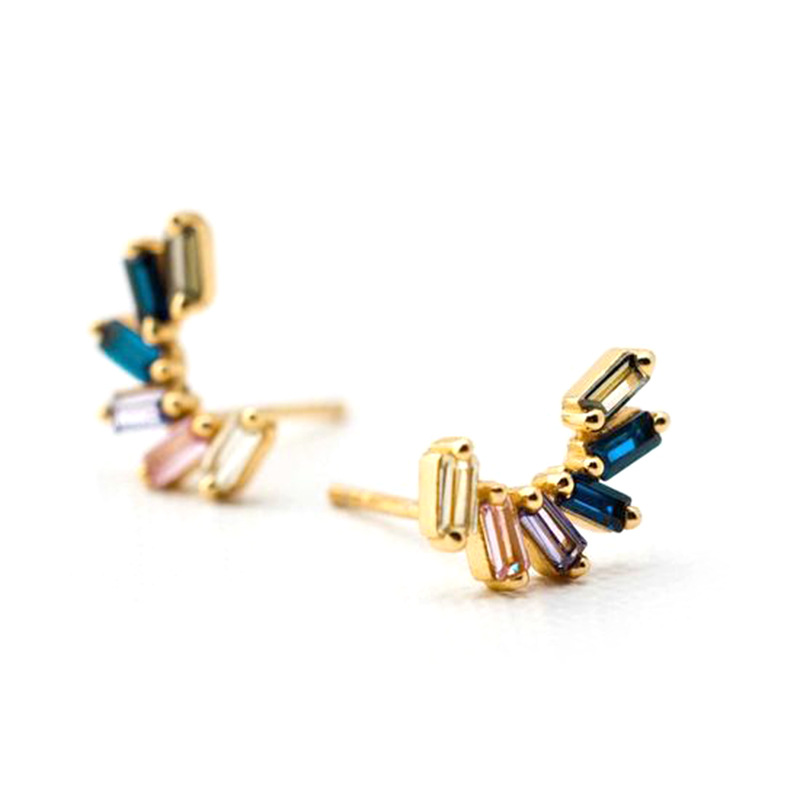 Personality Simple Multi-color Zircon Copper Earrings Jewelry display picture 1