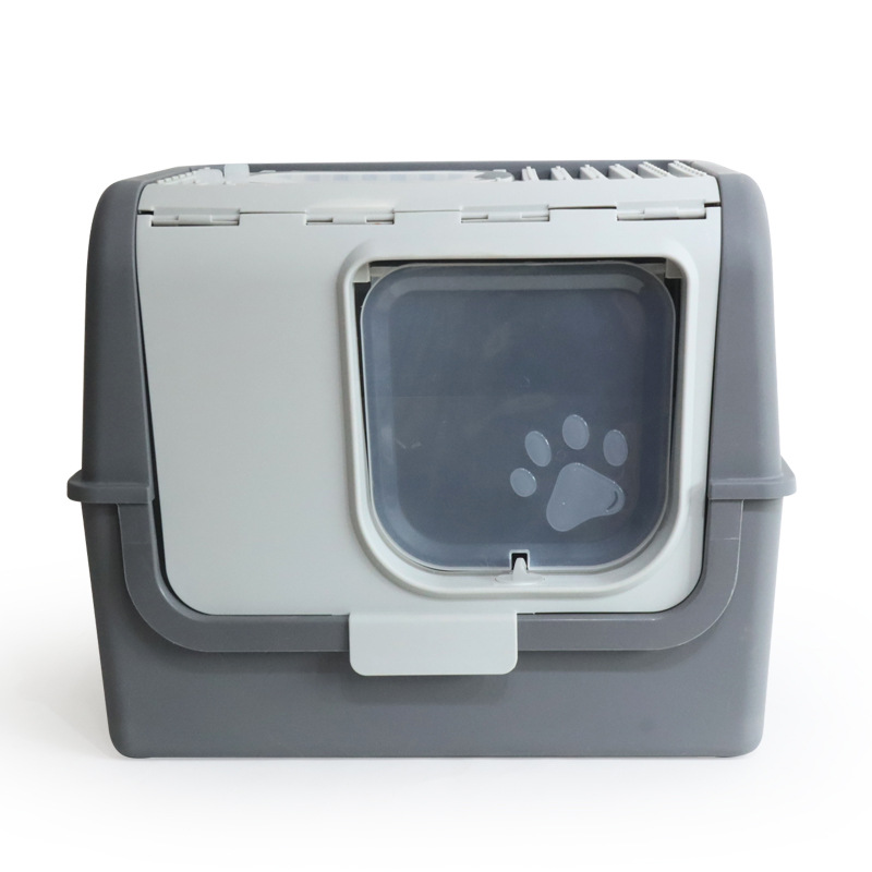 La caja de arena para gatos completamente cerrada es de gran tamaño, a prueba de salpicaduras externas, la entrada superior, la caja de heces para gatos abierta, evita que el inodoro para gatos se desodore