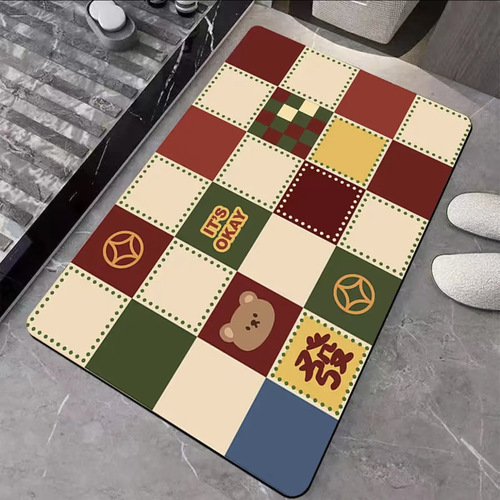 Minimalist Style Tech Fabric Material Mat for Home Bathroom and Toilet Entrance Absorbent and Stain-Resistant Quick-Drying Rugs Foot Mat