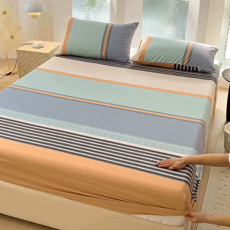 Nuevo estilo de sábana de algodón de una sola pieza de algodón colchón protector funda de cama sábana funda de cama de tres piezas verano 2024 nuevo estilo