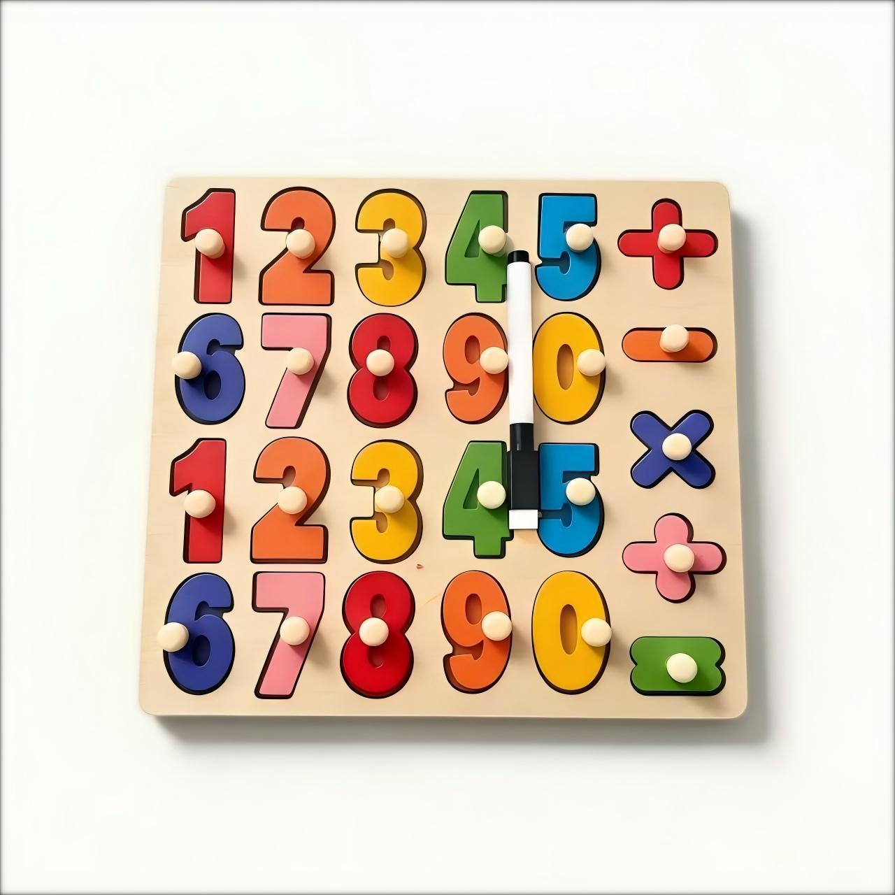 Rompecabezas de madera para niños, juego de emparejamiento cognitivo de números, alfabeto y animales, tablero Montessori, juguete educativo para la primera infancia
